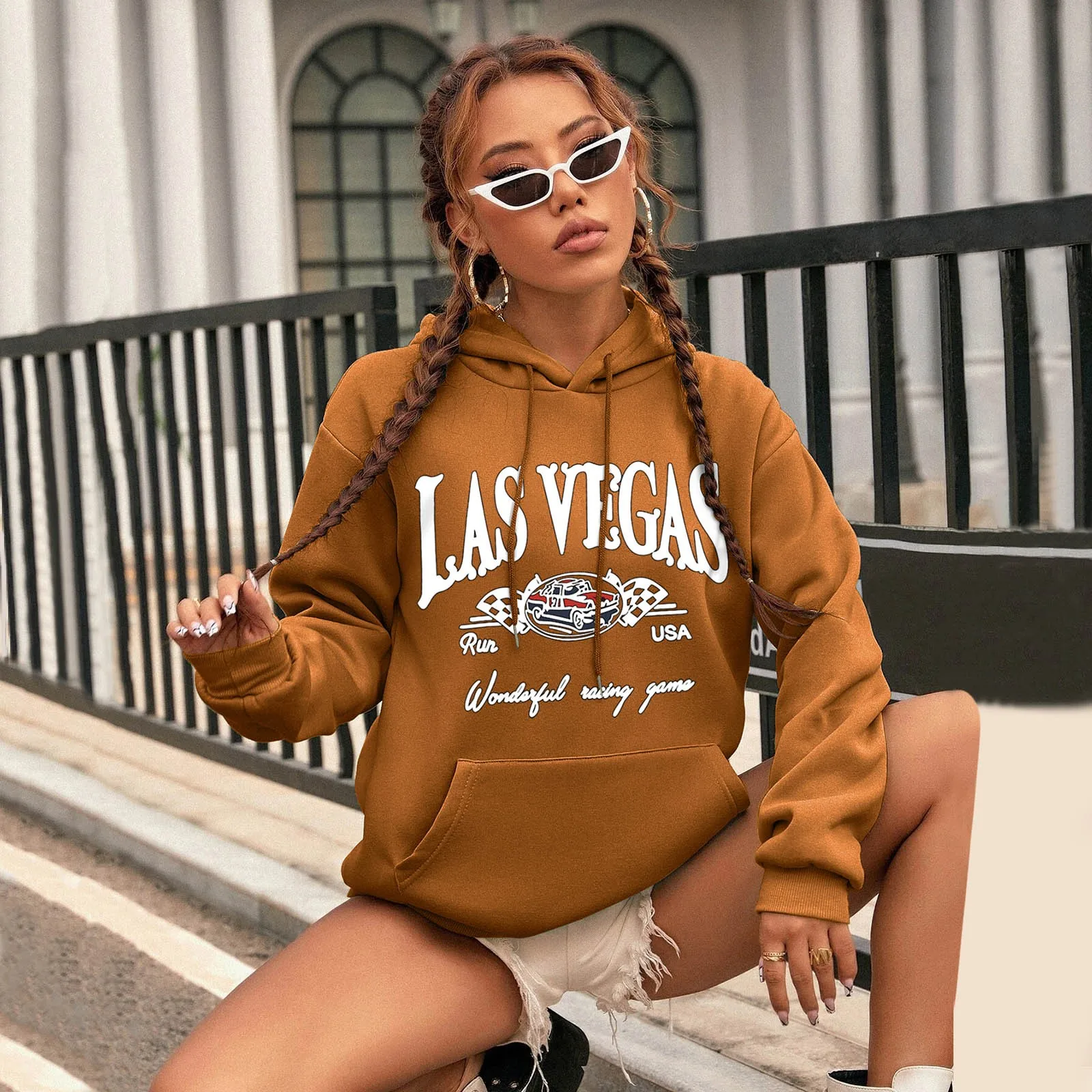 

Streetwear Hoodies Los Angeles Letter Printed Women Sweatshirt Autumn Winter Long Sleeve Harajuku Pullover Hooded Sudadera Mujer