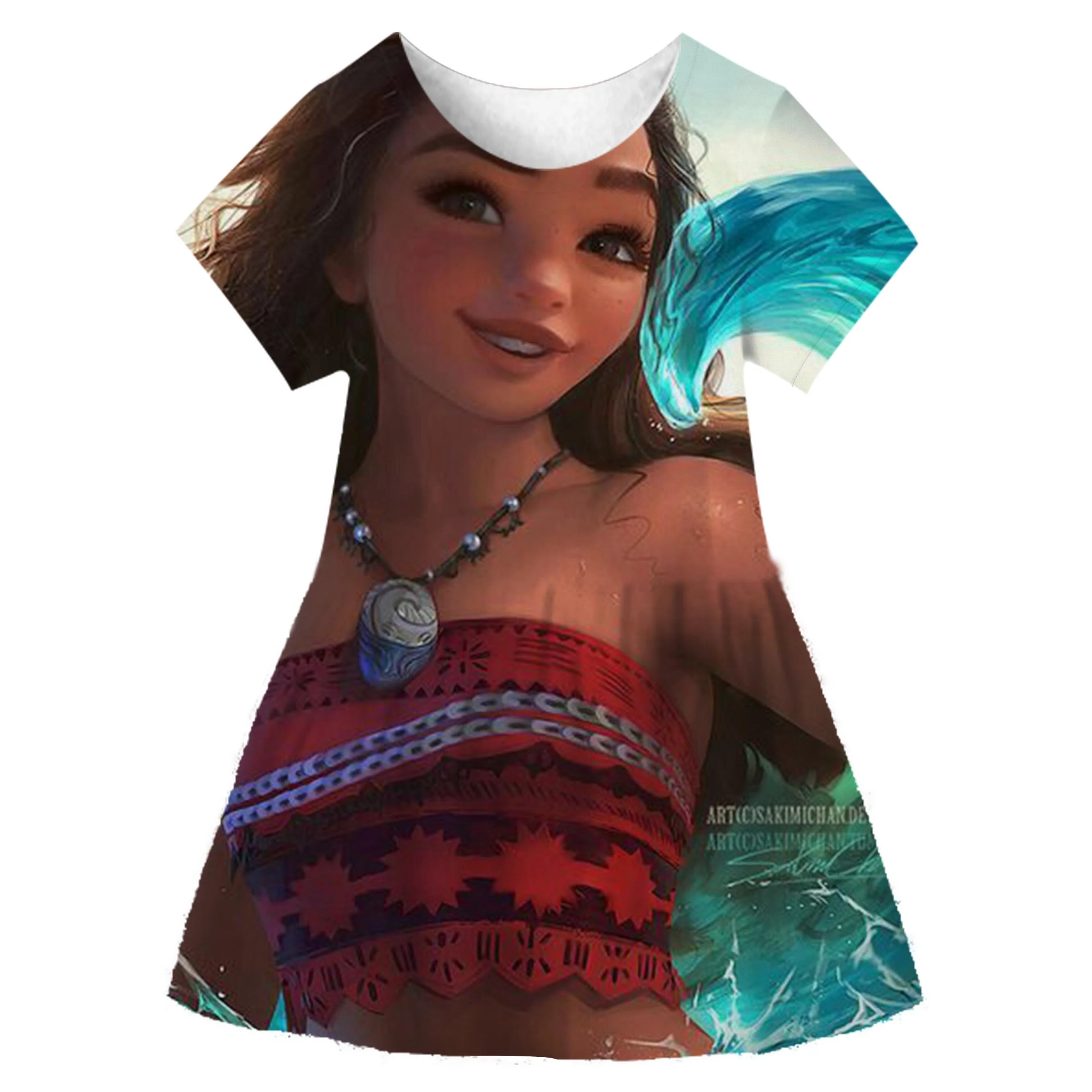 2023 New Moana Dress For Girls Kids Cartoon Clothes 1-10 Year Baby Birthday Outfit Party Wear Summer Cosplay Disney Series Dress