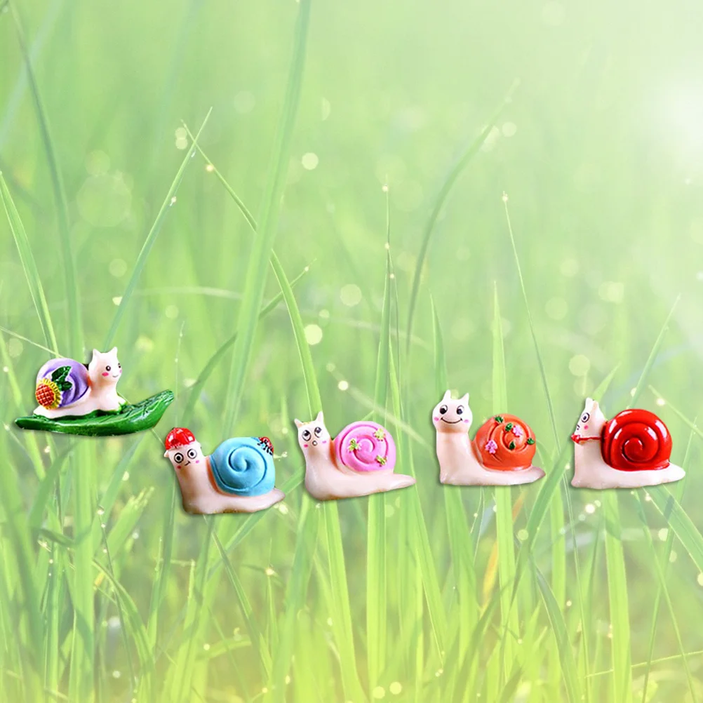 

5 Pcs Cake Decorating Snail Landscape Ornament Resin Crafts Samall Ornaments Snail Ornament Miniature Decoration Home decor