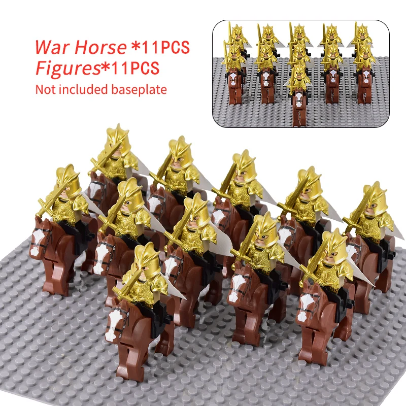 

11pcs/lot Medieval Figures Thrones Warriors Soldiers War Horse Castle King Dragon Knights Building Blocks Bricks Toys gifts