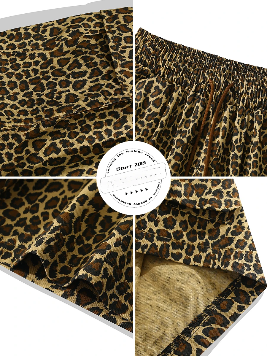 Шорты мужские с леопардовым принтом модные брендовые уличные спортивные