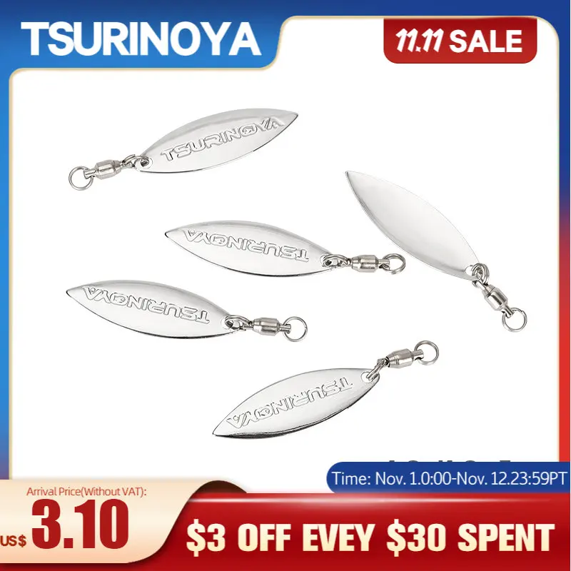 

TSURINOYA DIY Spinner Blade 5PCS Fishing Metal Spinner Lures 1.0g 1.2g Swivel Spoon For VIB Frog Spinnerbait Fishing Accessories