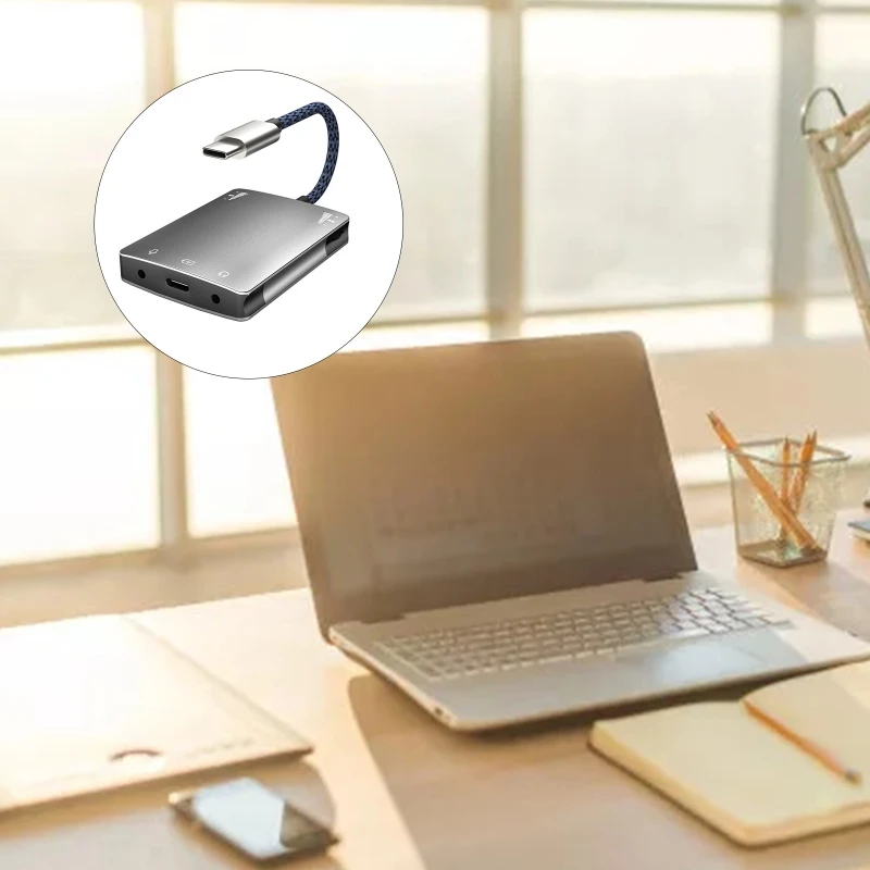 

Dropshipping Lossless Sound Quality Type- c Mobile Phone Adapter Sound Card Converter for Live Broadcast / Charging/ Recording