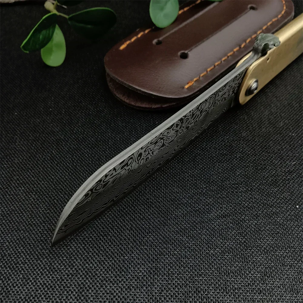 Японское складное лезвие Higonokami VG10 дамасское шарикоподшипник медная ручка для