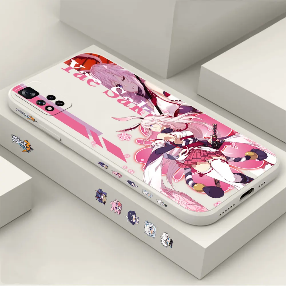 

Honkai Impact 3rd Yae Sakura Phone Case For Redmi 12 11 11T 11R 11E 11S 10 10T 9 9T 8 Pro Plus Max 4G 5G Liquid Cover Funda Capa