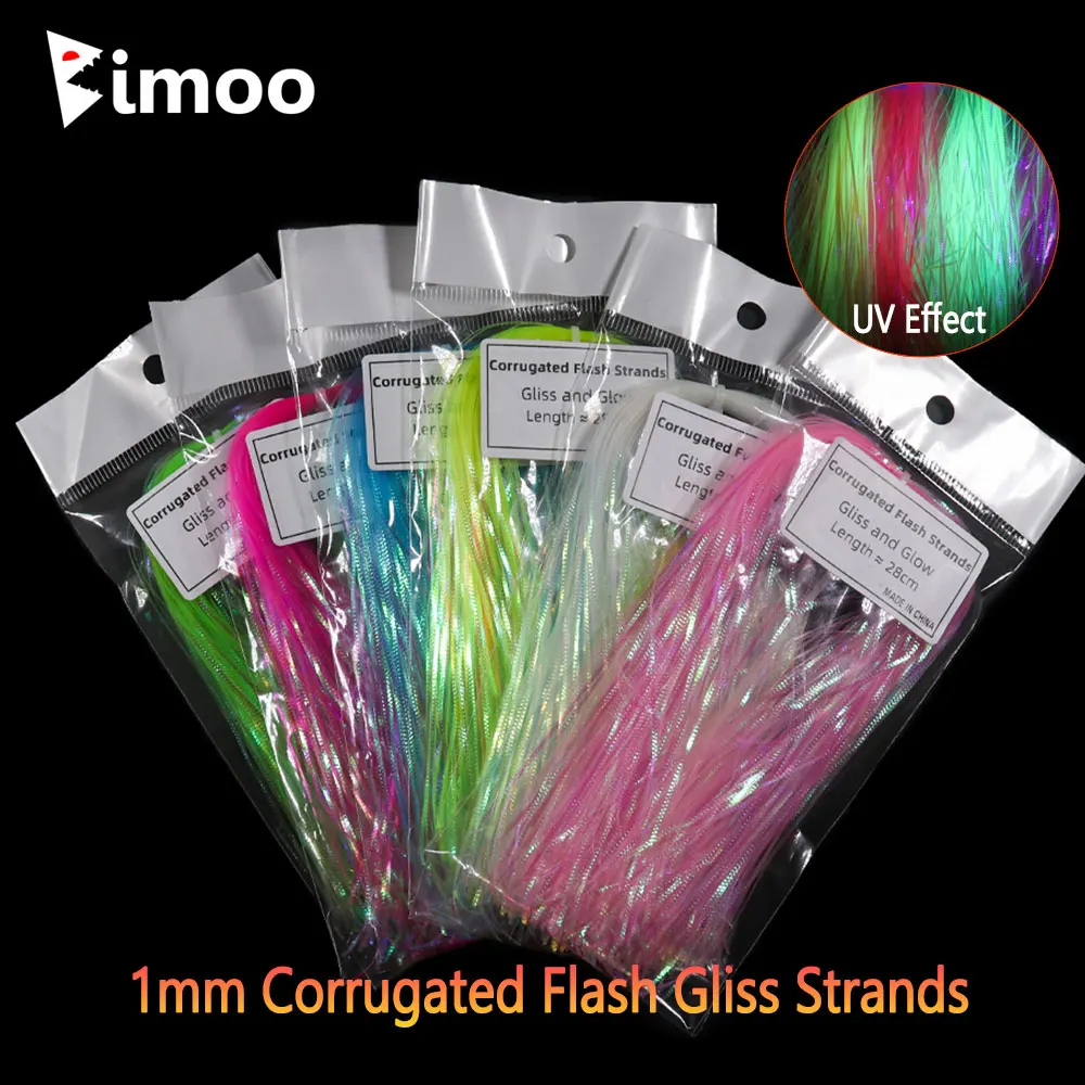 

Bimoo 1mm Wide UV Corrugated Flash Gliss Glow Strands Simulates Fish Scale Flash Tinsel For Tying Minnow Streamer Salwater Flies