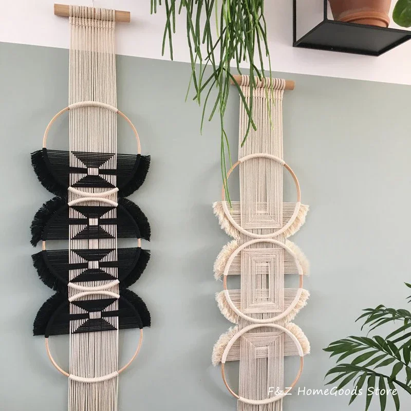 

Hot Sale Creative Wooden Round Cotton Wall Decoration Macrame Wall Hanging Tapestry Simple For Hand Style Room Woven Mandala