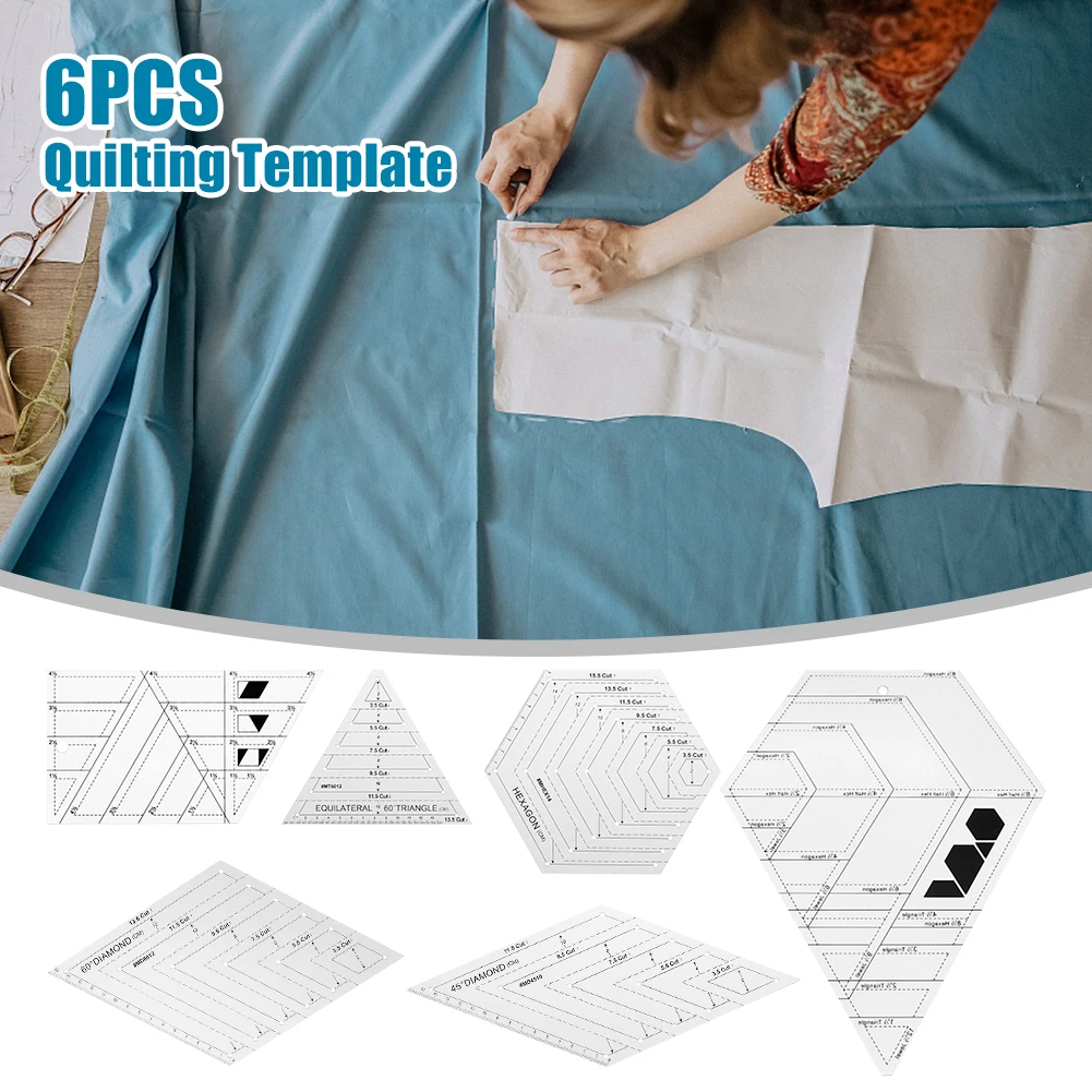 

6 шт. шестигранный Профессиональный трапециевидный мерный треугольный шаблон в форме алмаза прозрачный портновский набор «сделай сам» для шитья, квилтинга, линейки