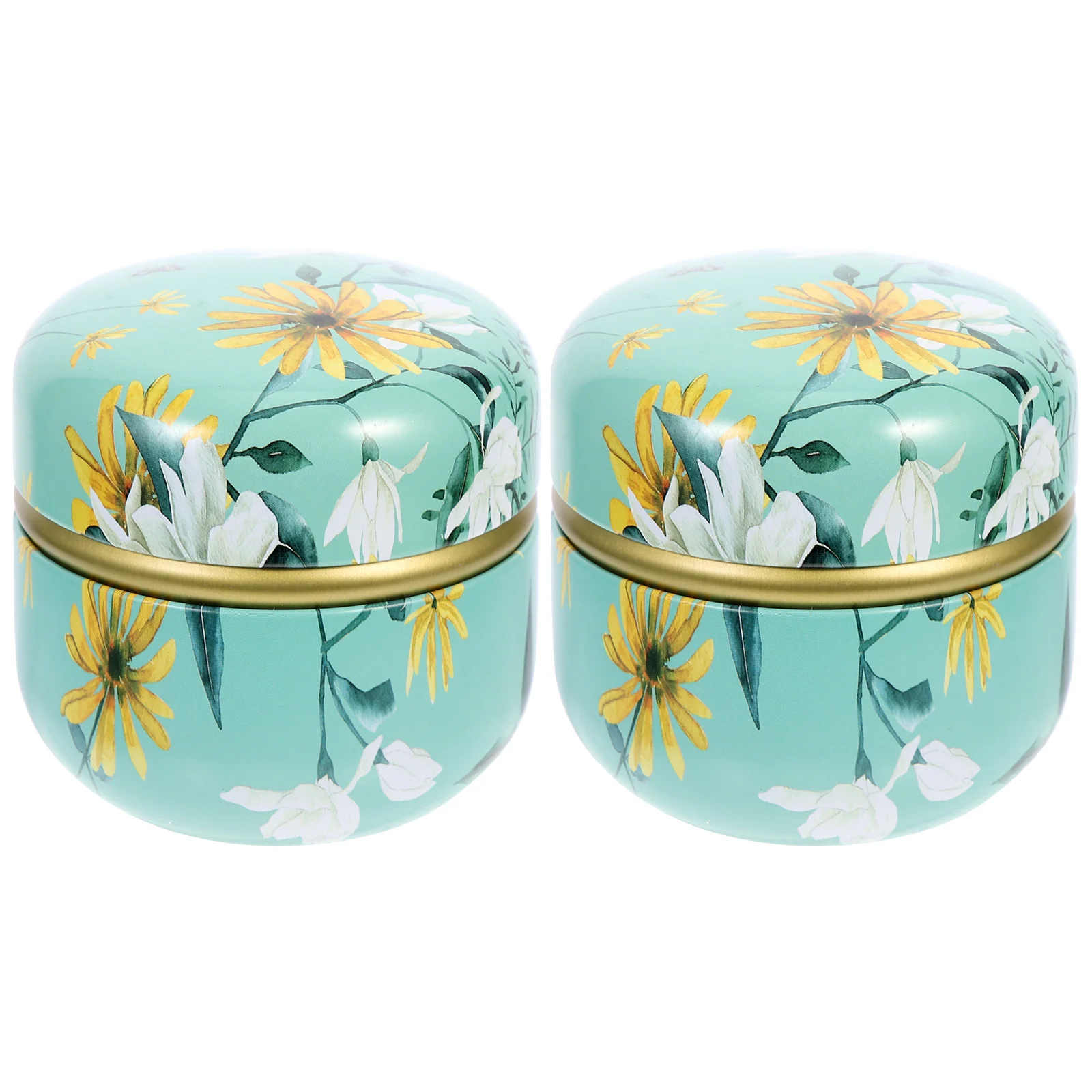 

2Pcs Portable Mini Jar Delicate Printed Scented Tea Jars Candies Loose Powder Jars