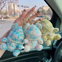 creativity cute handmade rose bear keychain for women girlfriend gift fashion handbag accessorie jewelry car key ring pendant