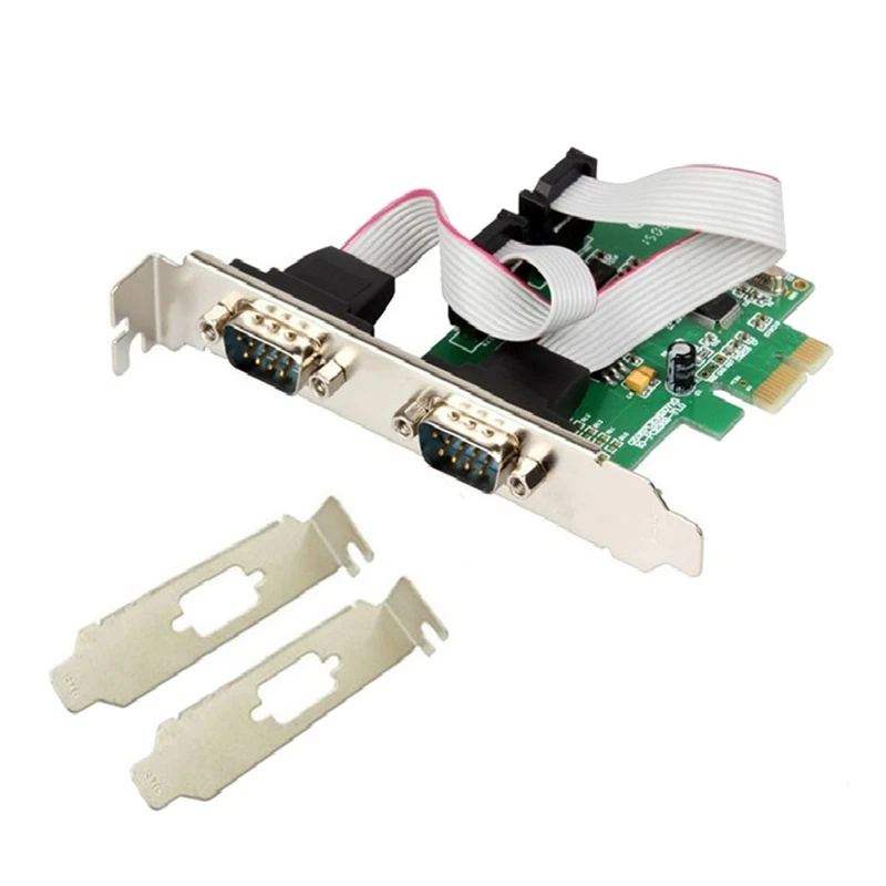 

New PCI Express 2 Ports Serial Card RS232 Com Db9 Controller Card PCI-E 1.0 X 1 WCH382 Chip With Low Profile Bracket