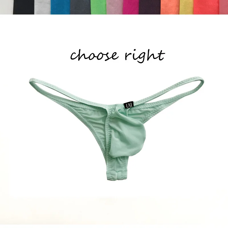 Ледяной шелк стринги мужские сексуальные с низкой посадкой и Т-образной спинкой