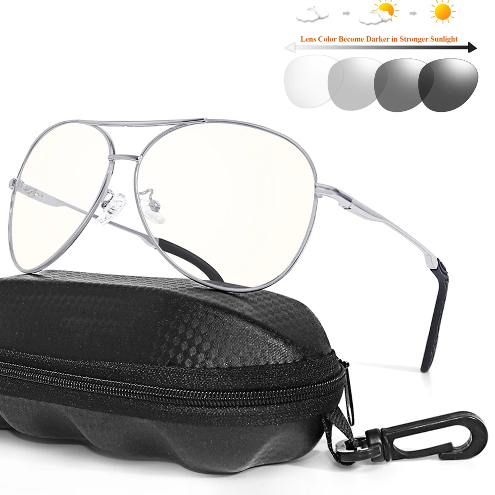 

Солнцезащитные очки-авиаторы для мужчин и женщин, фотохромные солнечные, с пружинными петлями, для вождения, днем и ночью