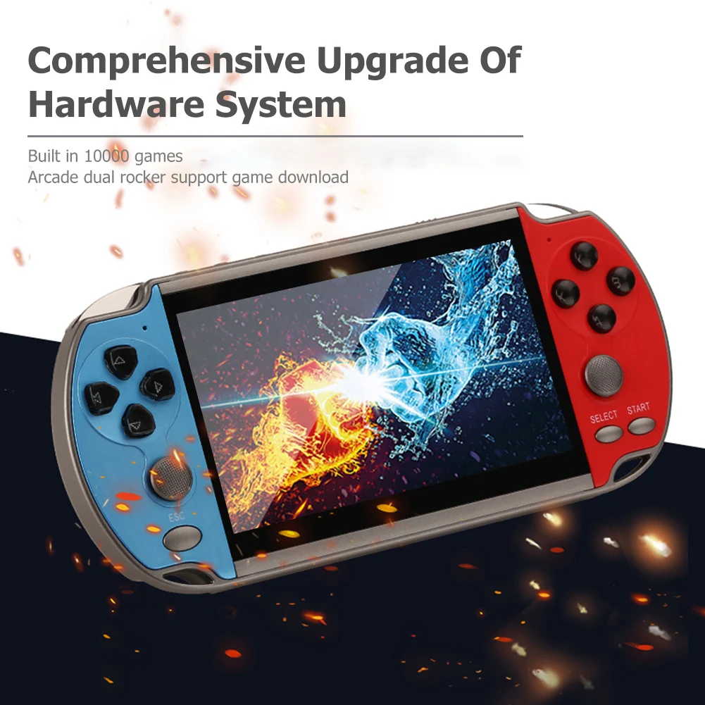 

X7 4.3 Inch Video Game Console HD Screen Double Rocker Handheld Portable TV Video Gaming Player Built-in 10000+ Games