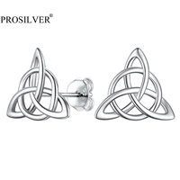 prosilver celtic knot stering silver 925 stud earrings triquetra irish jewelry for women hypoallergenic nickel free pye15116b