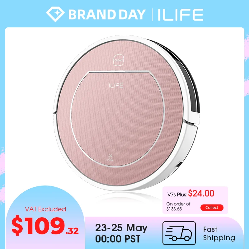 ILIFE V7s Plus Robot Vacuum Cleaner Sweep and Wet Mopping Floors&Carpet Run 120mins Auto Reharge,Appliances,Household Tool Dust