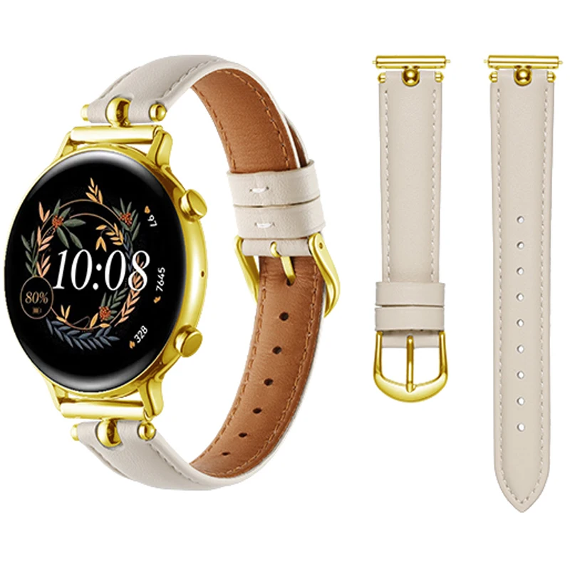 

Genuine Leather Strap for Samsung Galaxy watch 4 6 5 pro 4 classic 43/47 mm luxury Silm loop bracelet Huawei Gt 2 gt2 20mm band
