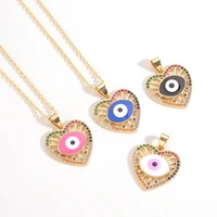 summer high quality jewelry copper inlaid zircon pendant heart shaped evil eye womens necklace versatile birthday party gift