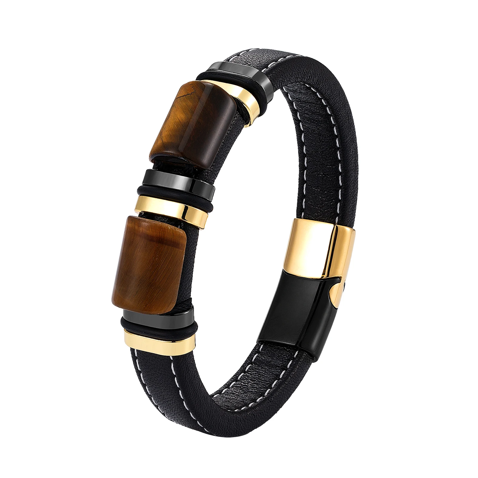 

Новинка 2022, Винтажные Украшения, двойная пластина, 6 петель, мужской браслет из нержавеющей стали, очаровательный кожаный браслет