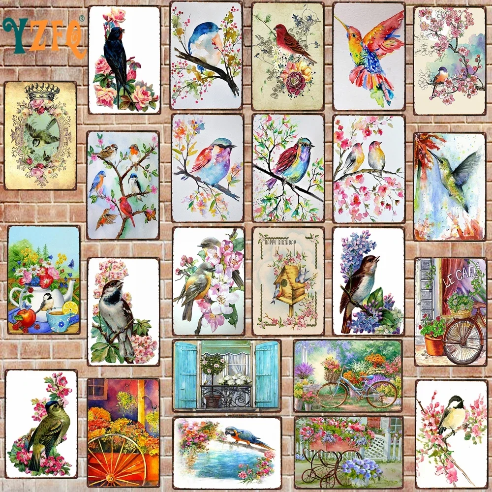 Винтажная Металлическая Настенная Живопись Yzfq Весенний Сад Акриловая Картина С