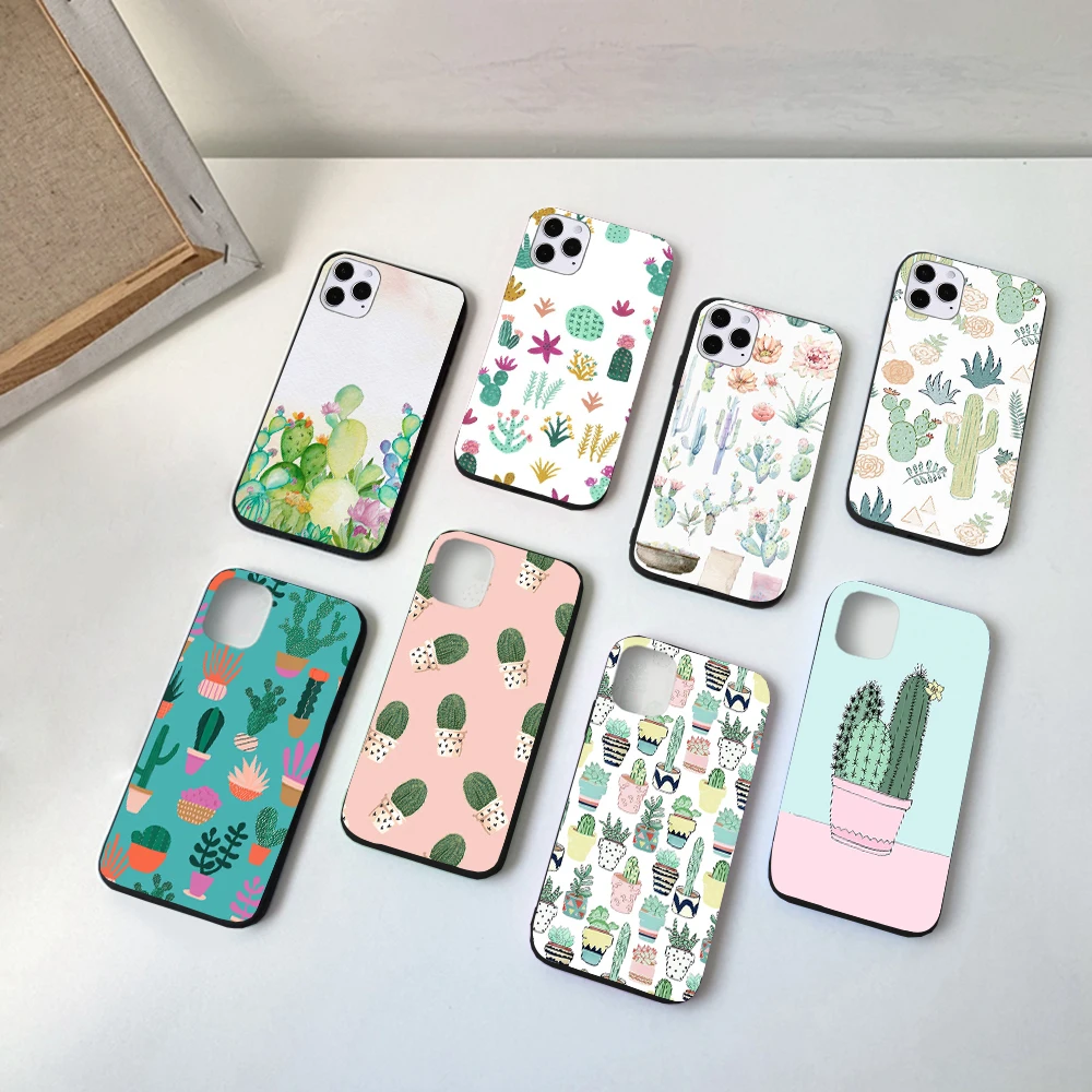 

Bumper Luxury Silicone Phone Case for Iphone SE 2020 X XS Max XR 7 8 6 6S Plus 11 12 13 Pro Mini Succulent Cactus Cover Fundas