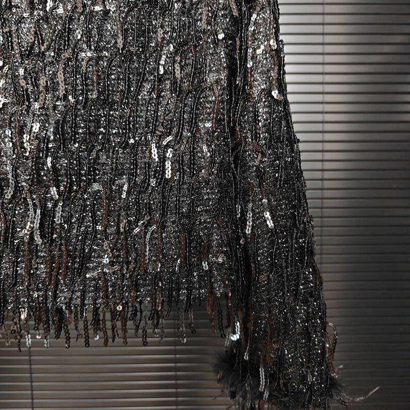 KBQ однотонные блестящие перья шикарные элегантные пальто для женщин с круглым