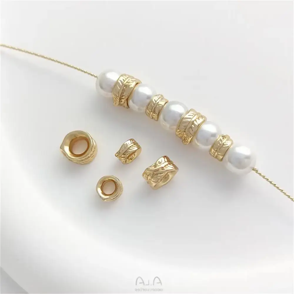 14-каратное золотое листья с большим отверстием перья-разделители бусины браслет