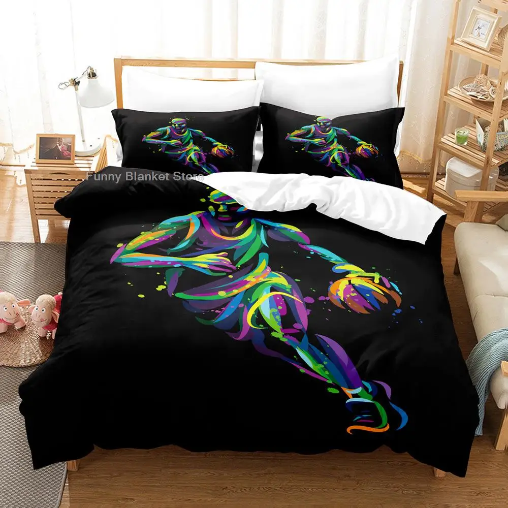 

New Basketball Duvet Cover For Teen Boy Single Queen Soft Bedspread Comforter Cover Zipper Design Bedding Set And Pillowcases