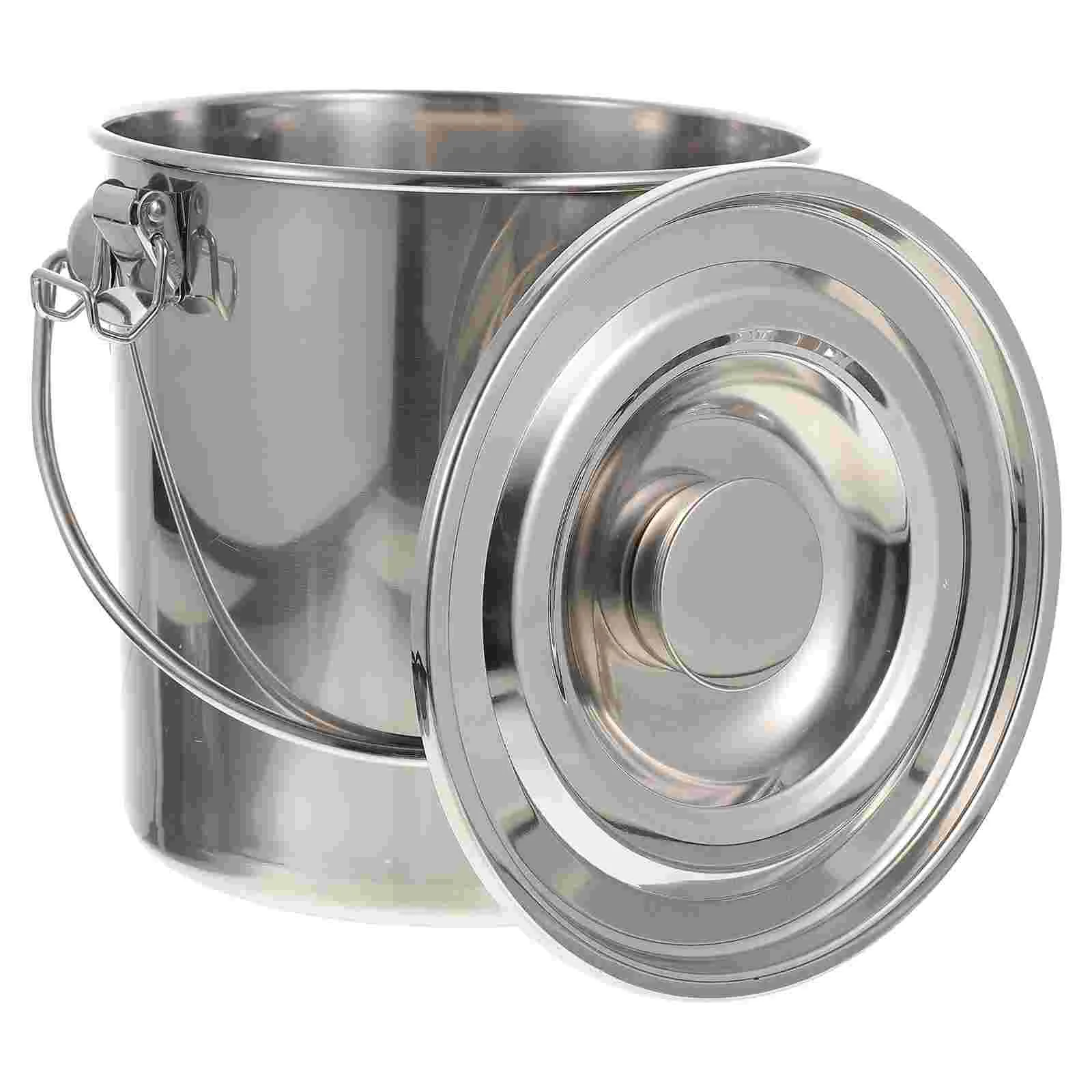 

Stainless Steel Sealed Bucket Tea Jar Peanut Oil Pot Dust-proof Food Storage Can Handle Dried Fruit Canister Bins Lids
