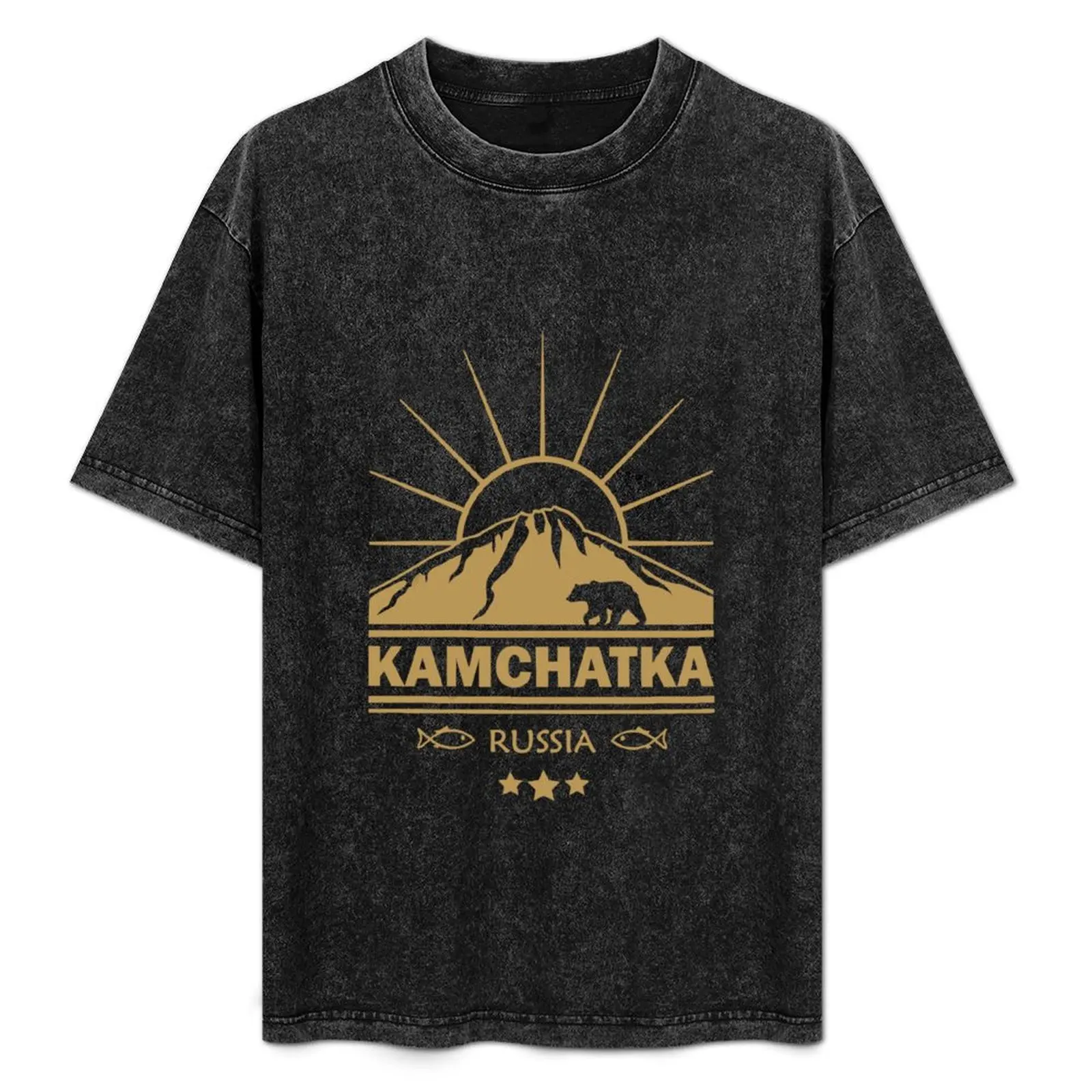 Фото Футболка Kamchatka для повседневной носки, однотонная, с коротким рукавом №1