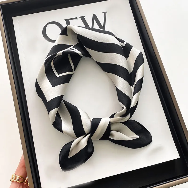 

100% Pure Silk Scarf Women Neck Hair Square Small Headband Fashion 2022 Scarves Bandana Luxury Beach Hijab Shawls and Wraps