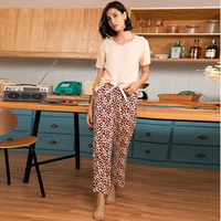 2022 new womens home wear t shirt short sleeve casual pyjamas sleeping yoga workout clothing sets 2 piece suit female trousers