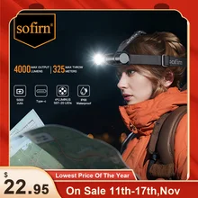 SOFIRN HS41 Headlamp 4000lm Spotlight Floodlight 21700 USB C Rechargeable Flashlight SST20 LED Powerful Torch with Magnet Tail