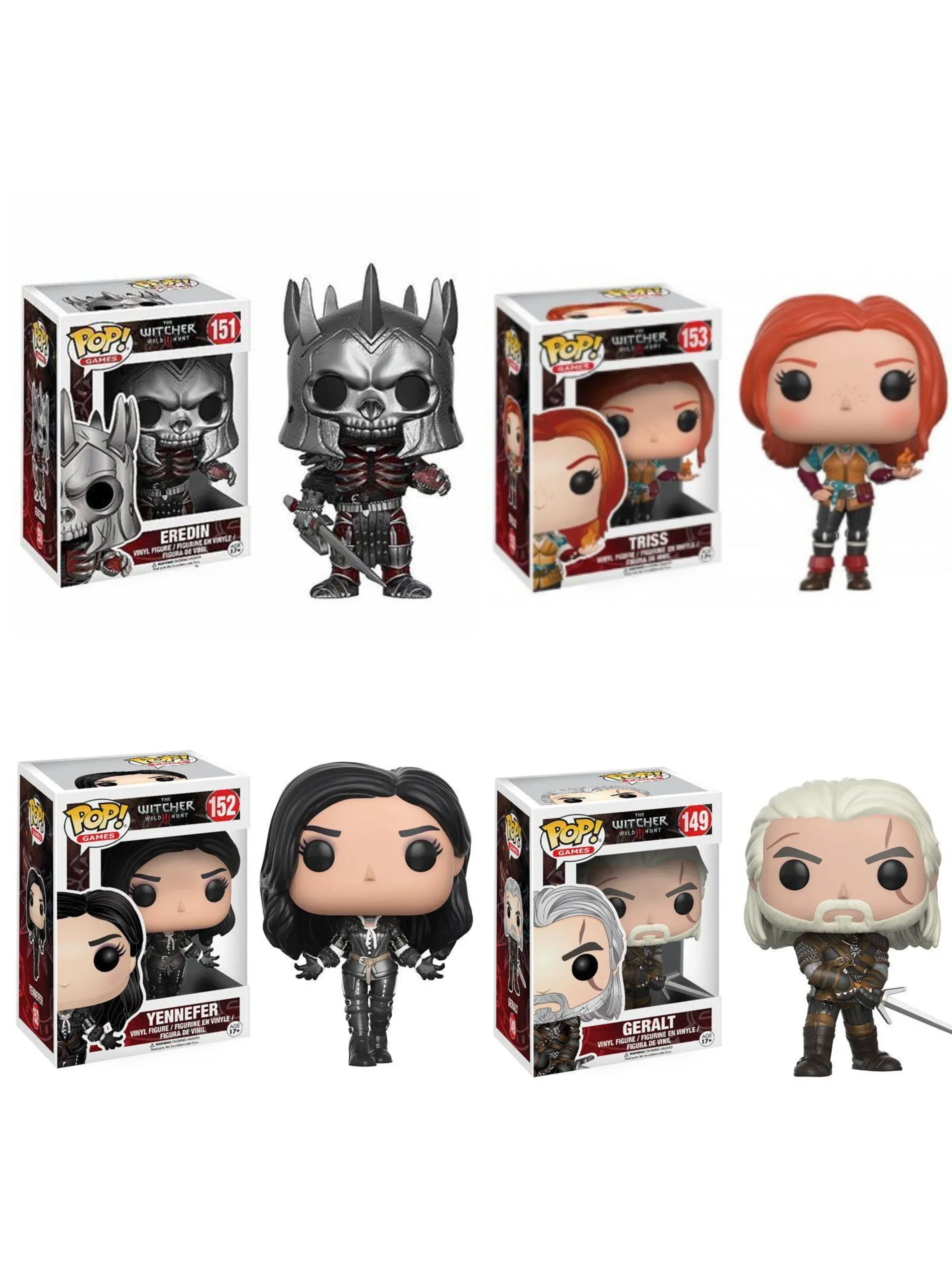 Funko GAMES The Witchers Wild Hunt EREDIN 151 # TRISS 153 ЙЕННЕФЕР 1525. Виниловая фигурка CIRI и GERALT коллекция