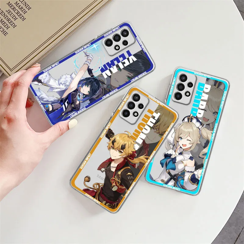 

Soft Case for Samsung A52 5G A50 A12 A70 A22 A32 4G A13 A31 A41 A72 A53 A21s A12 Silicone Clear Cover Genshin Impact Yelan Thoma