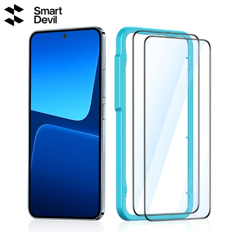 Protector de pantalla de vidrio templado SmartDevil con cobertura completa para Xiaomi mi Lite 8 9 protección de luz azul HD instalación fácil 13 11
