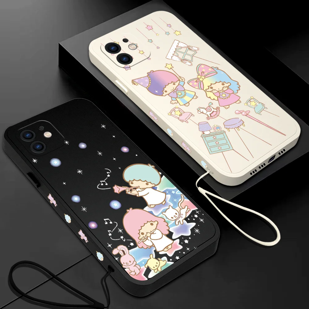 

Sanrio LittleTwinStars Phone Case For Samsung Galaxy S23 S22 S21 S20 Ultra FE S10 S9 S10E Note 20 10 9 Plus With Lanyard Cover