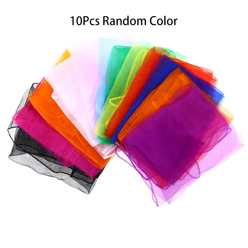 10Pcs Colorful Children Gymnastics Square Scarf Outdoor Game Toy Sports Dance Interactive Scarves Handkerchief Gym Towel Gauze