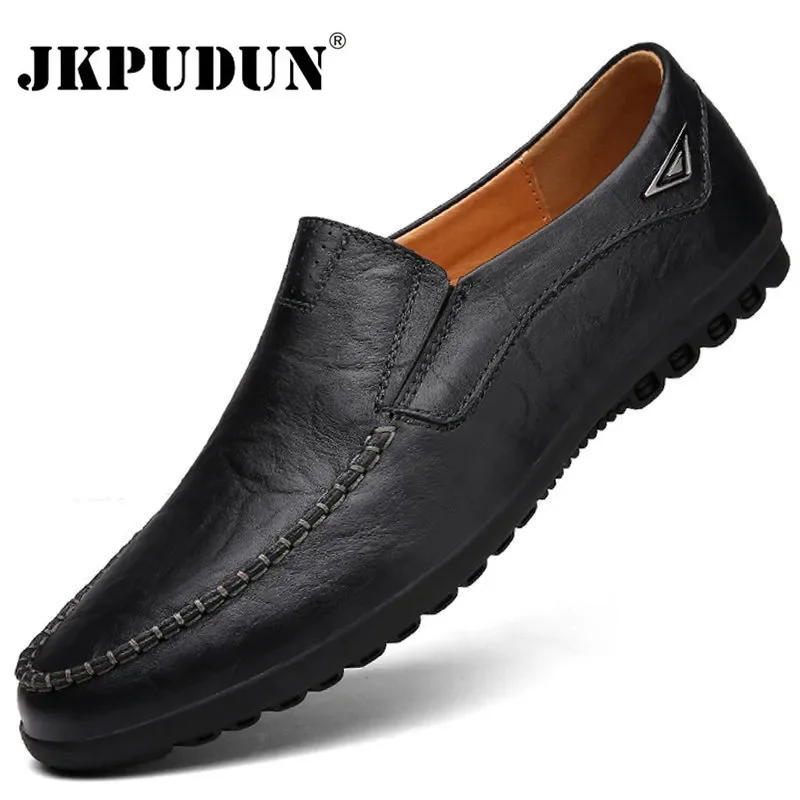 

Genuine Leather Men Shoes Casual Luxury Brand 2023 Italian Mens Loafers Moccasins Breathable Slip on Boat Shoes Plus Size 37-47