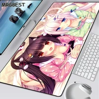mrgbest anime cat girl mouse pad gamer 90x40cm game pads laptop notebook desktop non slip rubber game mat chocolate and vanilla