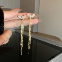 2022 new zircon pentagram long tassel earrings for woman fashion personality sparkling earrings wedding jewelry birthday gifts