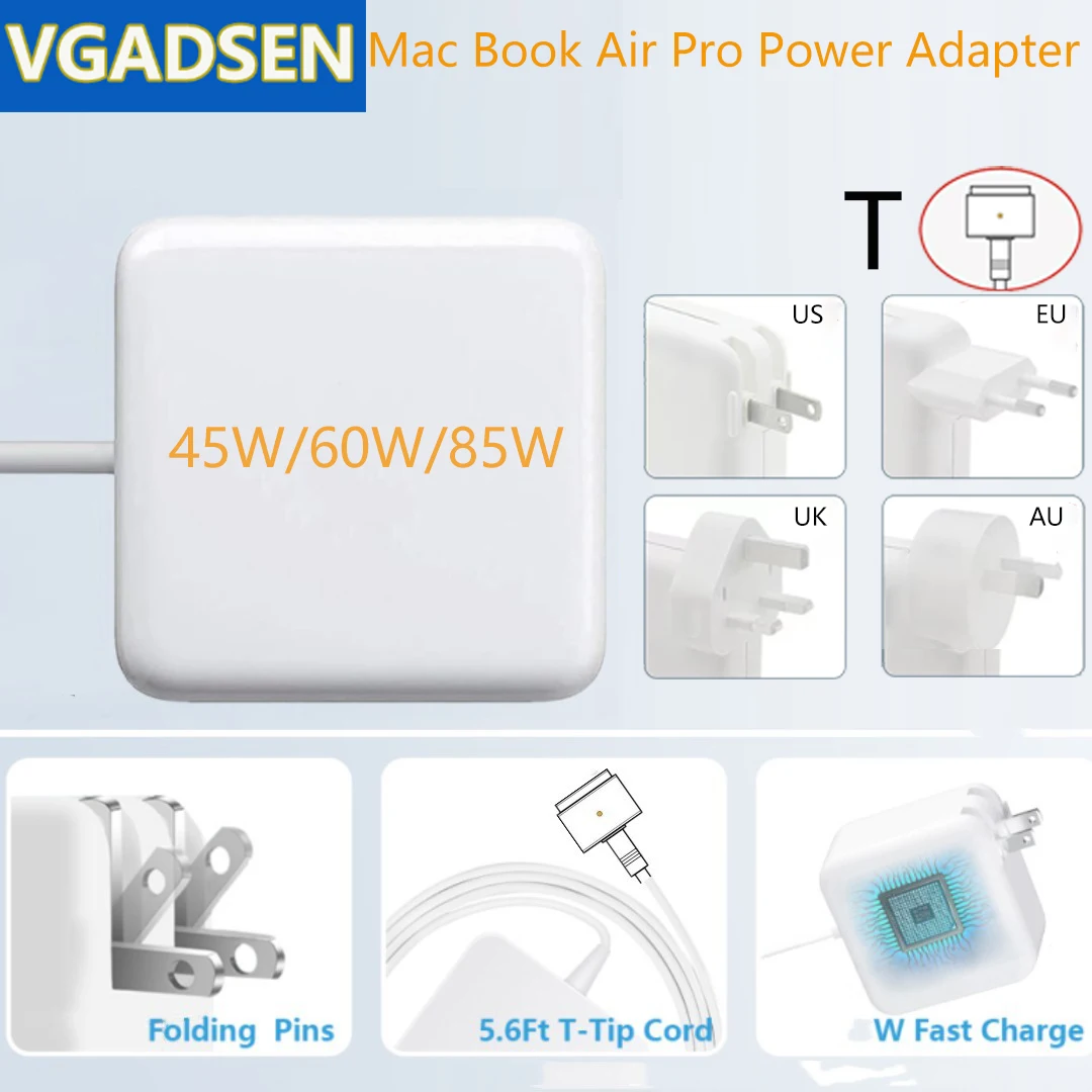 

45W/60W/85W Mac book Power Adapter For Apple Macbook Air A1466 A1465 A1502 A1425 A1435 A1398 A1424 Magsaf*2 Laptop Fast Charger