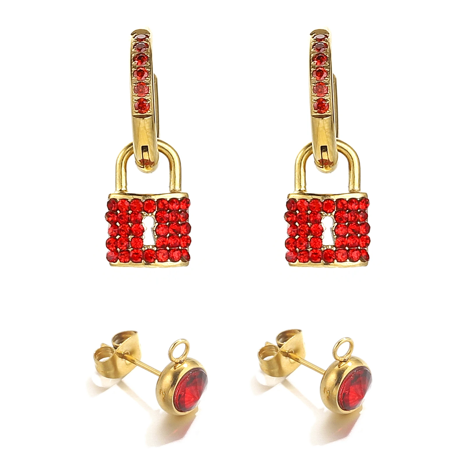 Висячие Серьги Huggie С Подвесным Замком Дизайн Женские Модные Ювелирные Изделия