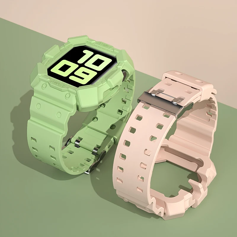 

Tpu case+strap For Apple Watch Band 45mm 41mm 44mm 40mm 42mm 38mm TPU Transparent Watchband Iwatch Series 2 3 4 5 6 SE 7 cover