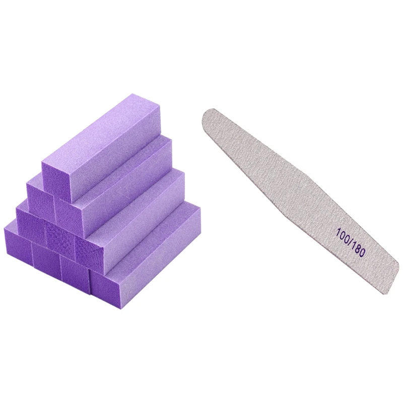 

10X Buffing Sanding Buffer Block Files Acrylic (Color: Purple) & 10 Pcs Nail Art Sanding Buffer Buffing Manicure