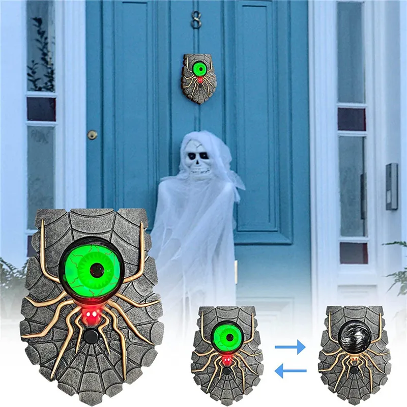 

Ужасный дверной звонок с глазами светильник шение на Хэллоуин, светлый паук, глазный шар, ужасный дверной звонок, страшный звуковой реквизи...