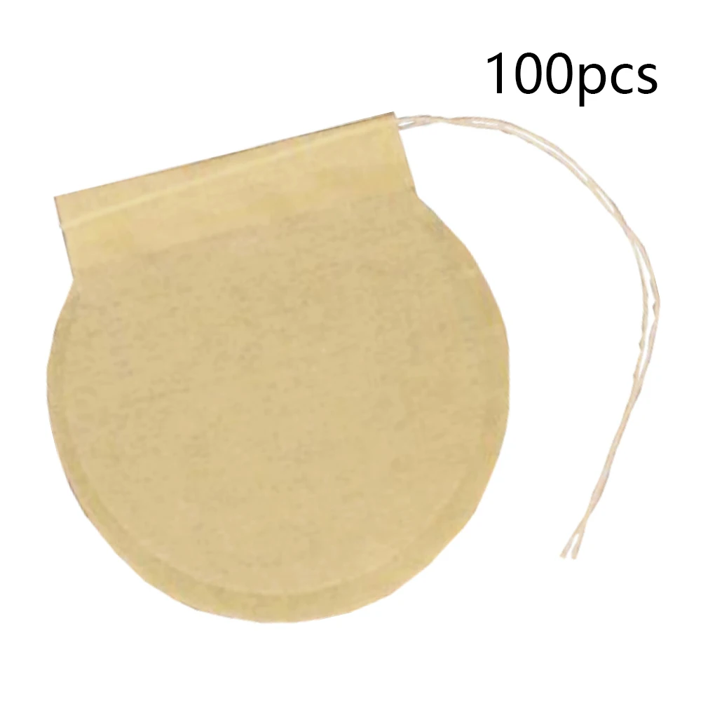 

100PCS Tea Filter Bag Professional Home Strainer Tools Round One Off Convenient Drawstring Teabags Making Coffee Herb
