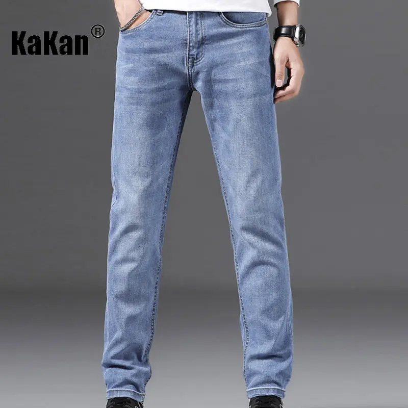 Kakan - Korean Version of New Youth Autumn and Winter Jeans for Men, Slim Fitting Straight Tube Casual Plush Long Jeans K42-563+