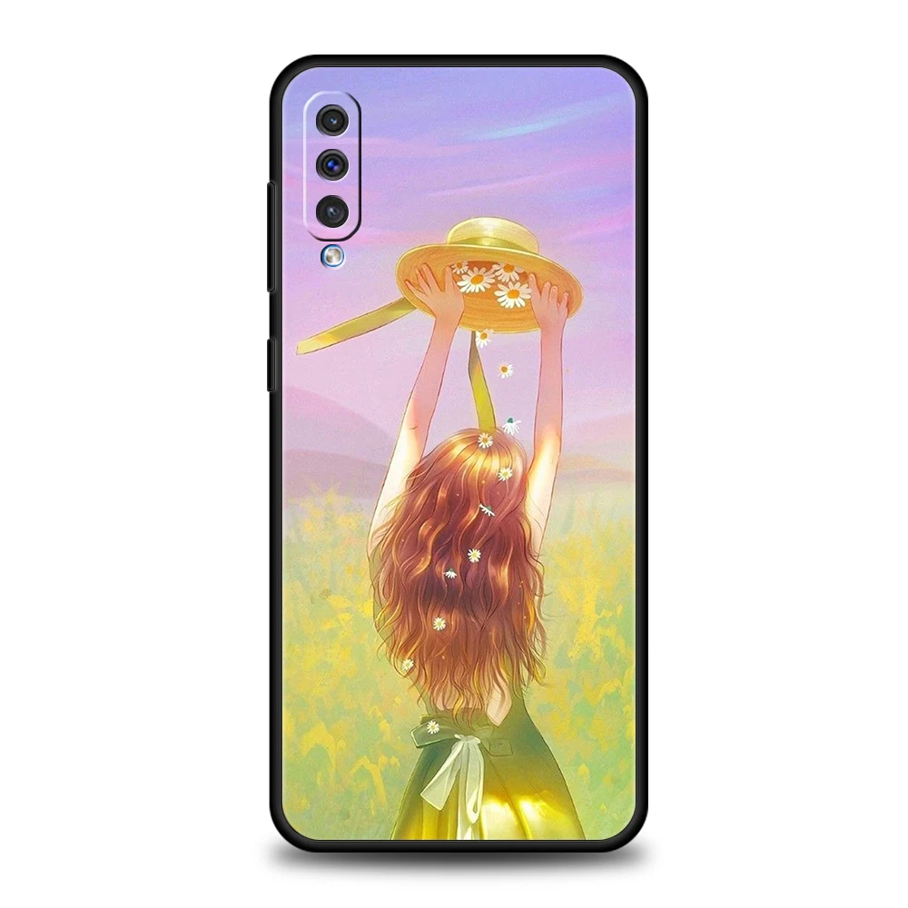 Cartoon Scenery Girl Phone Cover Case For Samsung Galaxy A12 A02 A03 A03S A52 A70 A50 A20 A10 A10S A40 4G Luxury Silicone Shell