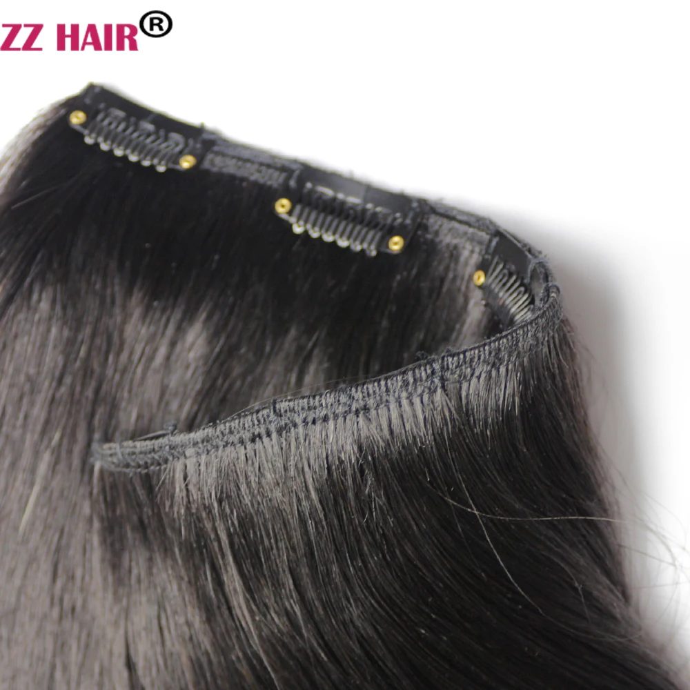 ZZHAIR Бразильские Человеческие Волосы Remy На Клипсе Уток 16–24 Дюйма Натуральный